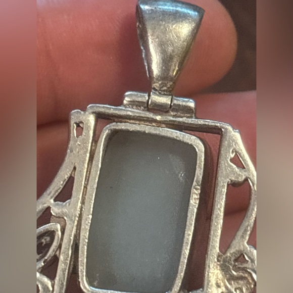 VINTAGE Sterling Silver 925 Iridescent Druzy Blue Topaz Faux Amethyst Pendant - Picture 10 of 15